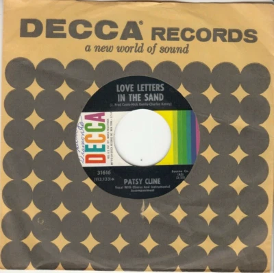 PATSY CLINE - LOVE LETTERS IN THE SAND - ORIGINAL DECCA RECORDS 45 - GREAT SHAPE - Image 1 of 2