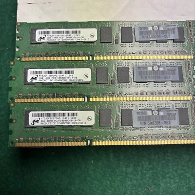 Micron 1GB 1Rx8 DR3 PC3-10600E-9-10-D0. Memory Ram MT9JSF12872AZ-1G4G1ZE server - Image 1 of 2