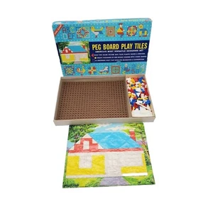 Vintage Halsam Peg Board Play Tiles Set - Picture 1 of 4