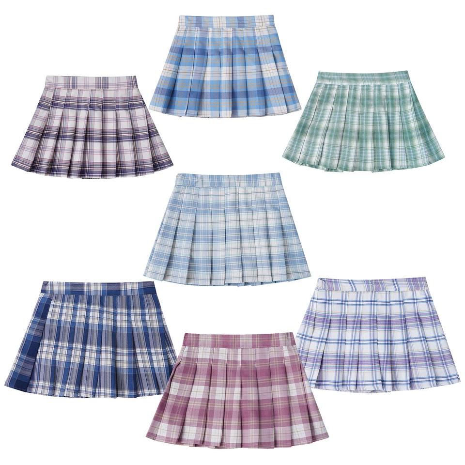 Kids Girls Plaid Pleated Skirts A-Line Mini Skirt Scooter Skirts School Uniform - Image 1 of 1