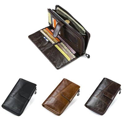 CONTACTS Mens Wallet Genuine Leather Pocket Coin Clutch Card Cellphone Holder - Image 1 of 4