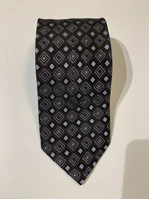 Corbata de cuello de seda para hombre Valerio Garati marrón con patrón azul, negro, dorado 3,75 X 59 Foto 1 de 3