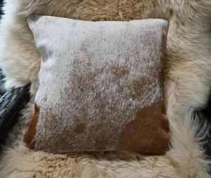 Cowhide Cushion - A Gorgeous Roan & White Speckled Park 40CM Sq Cushion Cover - Picture 1 of 7