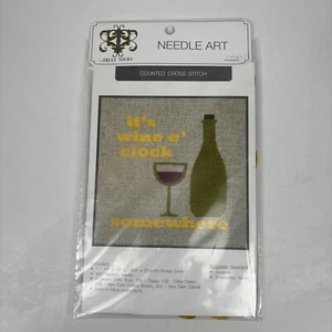 Truly Yours It's Wine o'clock Somewhere Counted Cross Stitch Needle Art Kit - Picture 1 of 7