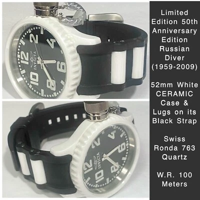 CERÁMICA Blanca 52mm | Edición Limitada 50 Aniversario | Reloj Invicta Qtz DIVER RUSO Foto 1 de 4