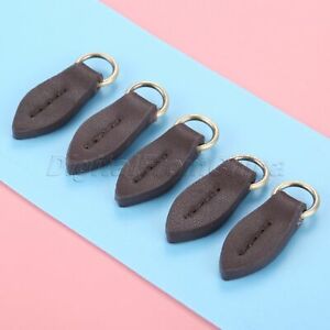 5Pcs 11Colors Leaf Leather Zipper Sliders Pull Tab Instant Kit For Replacement