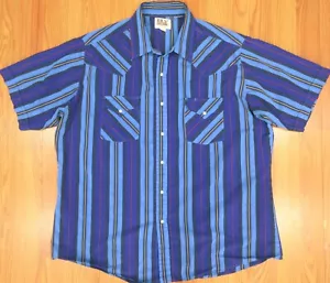 VTG ELY CATTLEMAN WESTERN SHIRT POLY/COTTON BLEND PURPLE STRIPE Sz X-LARGE, XL - Picture 1 of 6