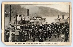 Tarjeta comercial fotográfica Dawson Klondike Steamer's Arrival Singer Sewing Co. c.1908 - Imagen 1 de 2