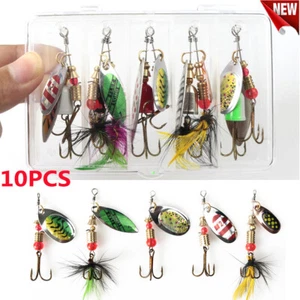 10x New Fishing Lures Metal Spinner Baits Bass Tackle Crankbait Spoon Trout - Picture 1 of 9