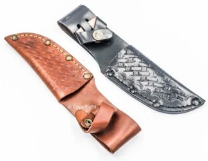 Nueva funda de cuero puro hecha a mano de 7,5" para cuchillo de hoja grabada - Imagen 1 de 3