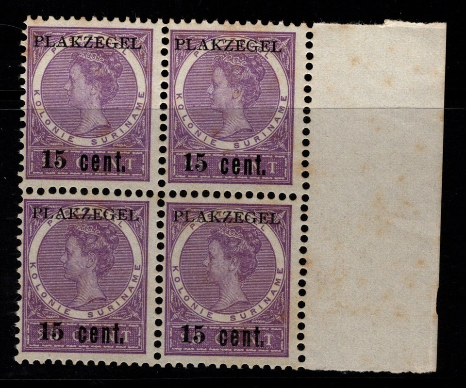 Suriman 15c Bloque de 4 MNH / Tono de goma claro - S37345 Foto 1 de 1