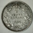 1907 Canada Silver 5 Cents Coin Circulated Extra Fine 5C Canadian Edward Vii Xf