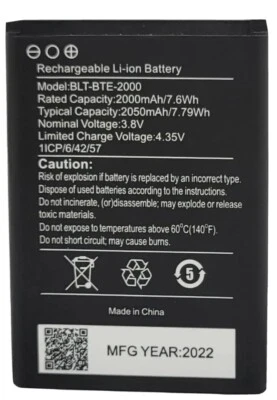 New BTE-2000 Battery for CAT S22 Flip Smartphone T-Mobile (OEM BELTRON)