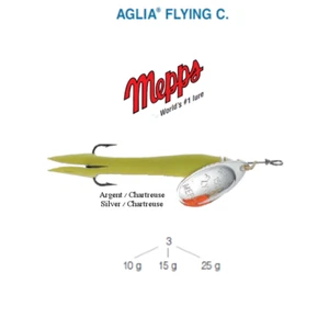 Cuiller MEPPS AGLIA FLYING C 10 g Argent (Silver) / Chartreuse (Chartreuse) - Foto 1 di 1