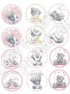 12x tatty teady baby girl edible cupcake toppers /baby shower - Picture 1 of 8
