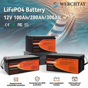 12V 300Ah 100Ah Lithium LiFePO4 Battery BMS 15000+ Deep Cycles Rechargeable - Picture 1 of 15