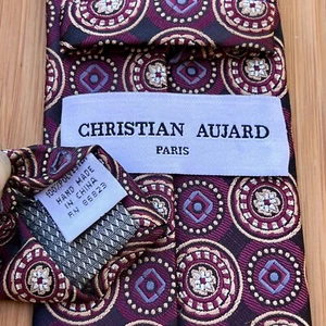 Christian Aujard Paris 64,5 Zoll extralange Krawatte einzigartige Textur Medaillon Foulard - Bild 1 von 5