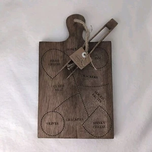 Mud Pie Mini 8.5" x 6.5" Charcuterie Cheese Cutting Serving Board Platter +Tongs - Picture 1 of 11