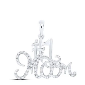 COLGANTE ""MAMÁ"" REGALO ORO BLANCO 10K 1/6 CTW-DIA NK - Imagen 1 de 1