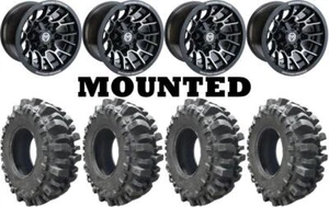 Kit 4 Interco Bogger UTV Tires 27x10-14 on Moose 24X Black Wheels VIK - Picture 1 of 5