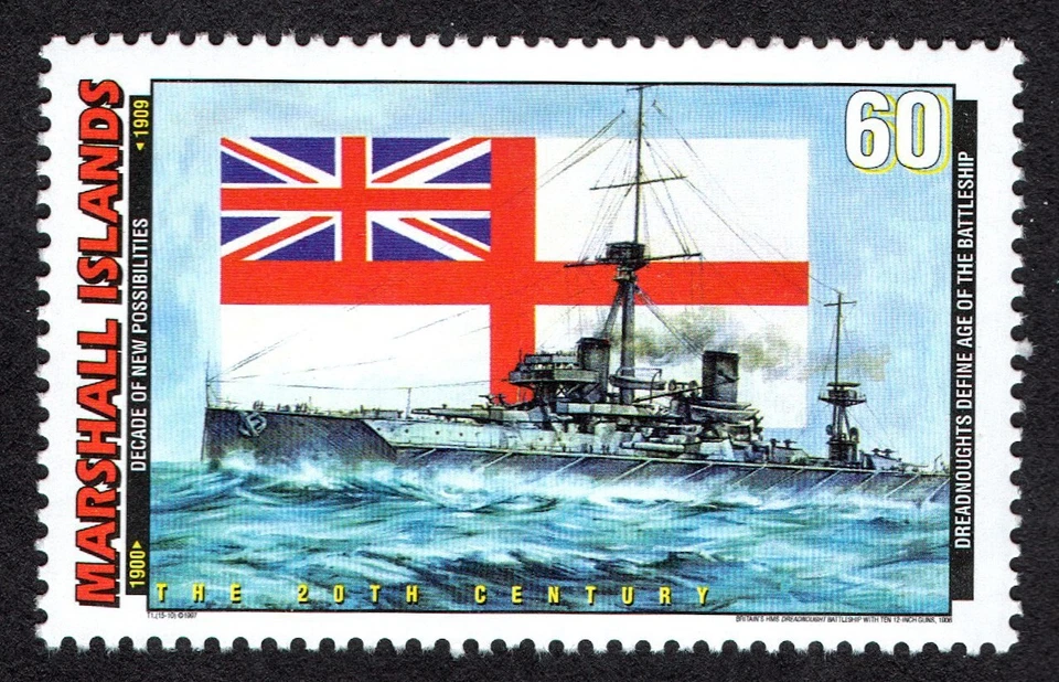MARSHALL ISLANDS, SCOTT # 627-J, MNH ACORAZADO DREADNOUGHT BRITÁNICO DE 1906 Foto 1 de 1