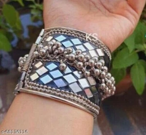 Brazalete Espejo Afgano Indio Tradicional Oxidado Étnico Abreble Kada - Imagen 1 de 2