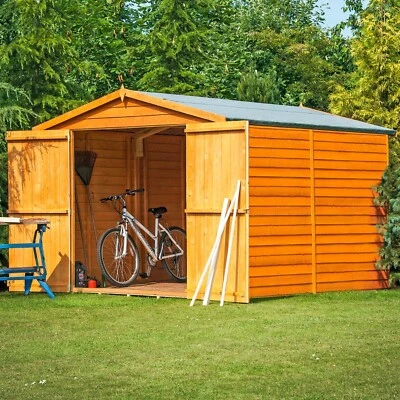 DIRECT GARDEN BUILDINGS 12x8 WOODEN GARDEN SHED APEX ROOF WINDOWLESS FLOOR DOUBLE DOOR STORAGE 12x8ft