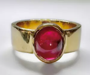 Antique Handmade Designer Ruby Ring Handmade Gold Plated Ruby Men's Ring Jewelry - Picture 1 of 4