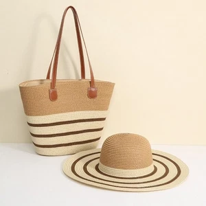 Square Woven Shoulder Bag Stripe Handbags Casual Tote Bag Vacation - Picture 1 of 18