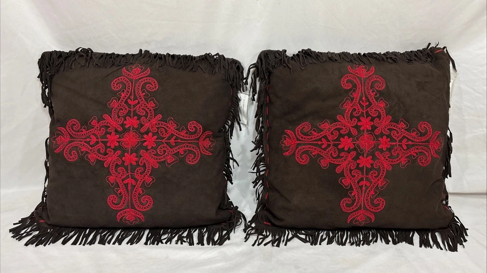 NOS Pair of Tasha Polizzi TP Saddleblanket & Co Western Throw Pillows 19"x19" - Image 1 of 4