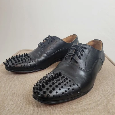 Christian Louboutin $1495 Gregossic Spike Cuero Zapatos Oxford Negros EU 43 US 10 Foto 1 de 4