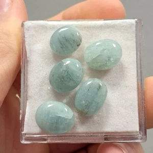 27.60 Carat Aquamarine x 5 Oval Polished Cabochon loose gemstone 12x10mm Eo-1213 - Picture 1 of 6