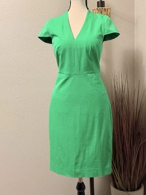 J Crew Dress Green Cap Sleeve V-Neck Sheath Size 6 NWT - Image 1 of 4