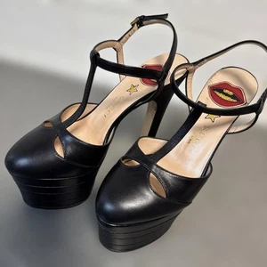 Gucci Ankle Strap Platform Sandals Heels Women 5.0US From Japan - Picture 1 of 10