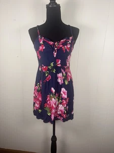 Mini Vestido Babydoll Hollister Xs Azul Rosa Floral Y2K Volantes - Imagen 1 de 11