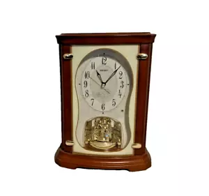 Seiko Melody In Motion Mantle Swarovski Crystals Clock Desk Wood QXW112BRH Music - Picture 1 of 3