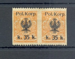 POLAND POLSKA 1918 = POL. KORP. = MI# 13 A-PAIR VERT. IMPERFORATED * MH VF  - Picture 1 of 2