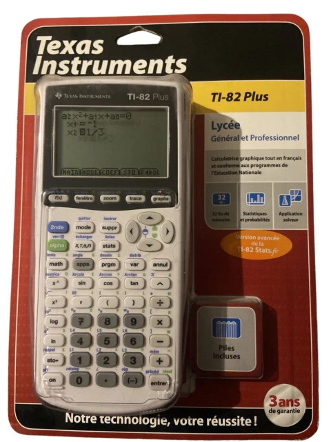 Texas Instruments TI‑82 Plus Calculatrice Graphique - Argent