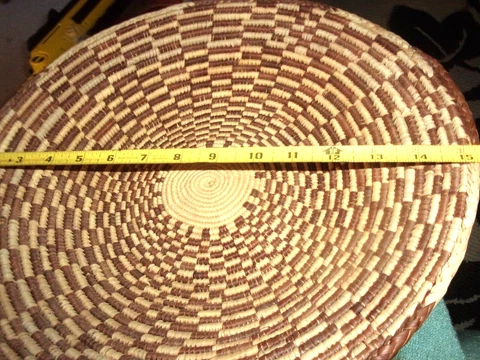'HUBBELL' Arizona coil hand woven winnowing basket cane yuca 15” DIA. Early 1950 Cover