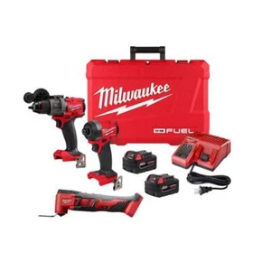 Milwaukee Hammer Drill + Impact Driver Kit 18-V Li-Ion Cordless w/ Multi-Tool - Picture 1 of 11