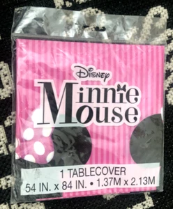 NEW Vtg 54X84" Disney MINNIE MOUSE P ink Plastic Tablecover TABLECLOTH Party - Picture 1 of 4