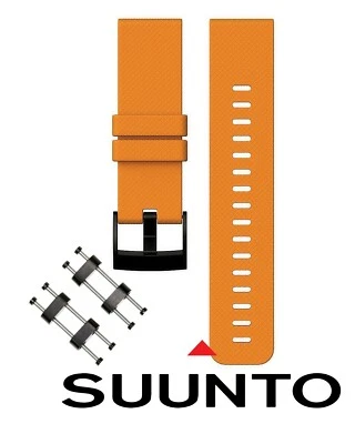 New 24mm SUUNTO Core Rubber Strap Orange Diver Watch Band PVD Adapter Set - Image 1 of 2