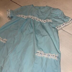 Vintage Short Sleeve Blue Dress Lace Trim Size 2/3T-please See Measurements￼