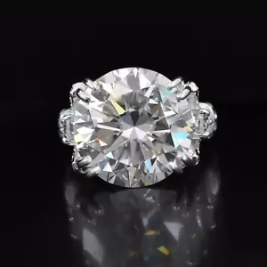 Anillo solitario de diamantes creado en laboratorio de corte redondo blanco certificado de 9,25 quilates-plata 925 - Imagen 1 de 5