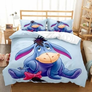 229x229 Eeyore Duvet Cover Pillowcase 3-Piece Bedding Set Pillowcase Cartoon New - Picture 1 of 1