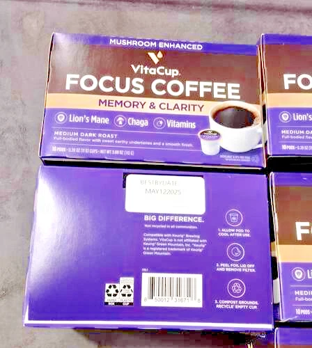 SALE! VitaCup Mushroom Coffee Pods -Boost Focus & Immunity (10 pods) Exp09/26/25