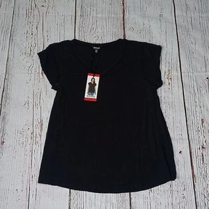 Buffalo David Bitton Damenbluse schwarz mit Gitterdetail Größe Medium neu mit Etikett - Bild 1 von 8