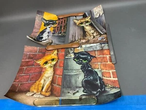 Set 4 Pity Kitty 60s Gig Big Sad Eye Alley Cat Lithograph Art Print 10” X 14 MCM - Picture 1 of 8