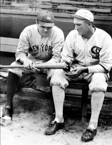 BABE RUTH and ‘SHOELESS’ JOE JACKSON in Reproduction Photo Postcard; Crisp Mint  - Picture 1 of 2