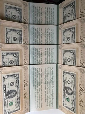 $5 1993/5 STAR Atlanta/Chicago BEP Folders 8 Notes 《LOW # CONSECUTIVE AND MATCH》 - Image 1 of 4
